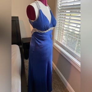 Royal blue prom dress with silver embellishment. Size 0